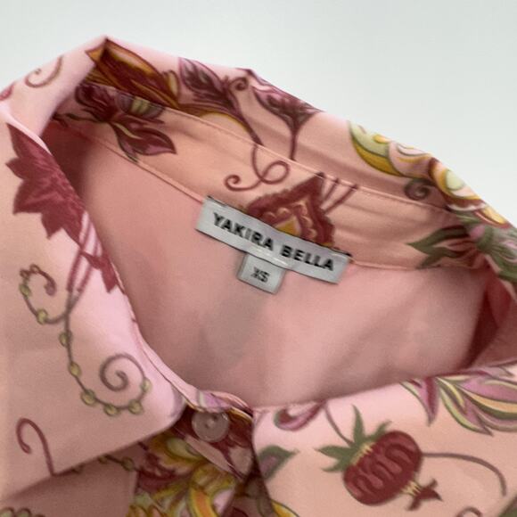 Yakira Bella Dress Womens XS Pink Allie Floral Belted Ruffle Hem Puff Sleeve - Picture 4 of 7